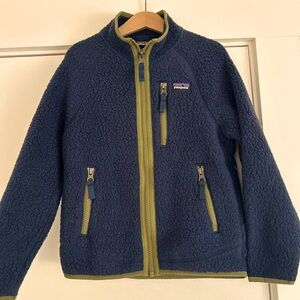 Patagonia, K's Retro Pile Jkt, NEW NAVY/PALO GREEN, XS, Kids'